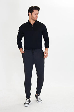 Erkek Polycotton Esnek Jogger Pantalon Siyah 5801-S