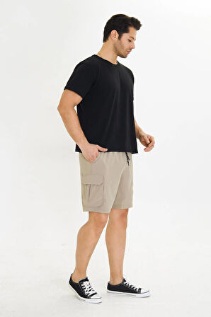Erkek StretchFit Kargo Cepli Esnek Şort Lacivert 6040-L