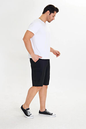 Erkek StretchFit Kargo Cepli Esnek Şort Lacivert 6040-L