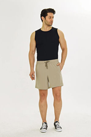 Erkek StretchFit İçi Astarlı Esnek Sporcu Şortu Siyah 2658-S