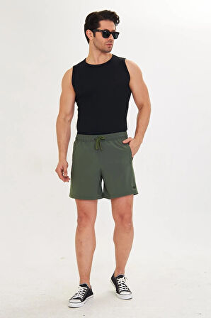 Erkek StretchFit İçi Astarlı Esnek Sporcu Şortu Siyah 2658-S