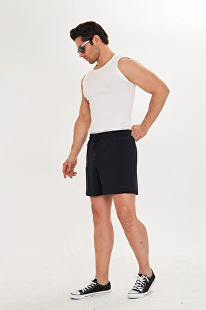 Erkek StretchFit İçi Astarlı Esnek Sporcu Şortu Siyah 2658-S