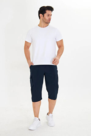 Erkek StretchFit Kargo Cepli Esnek Kapri Bej 6035-B