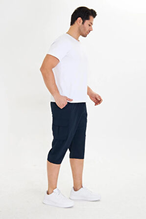 Erkek StretchFit Kargo Cepli Esnek Kapri Bej 6035-B