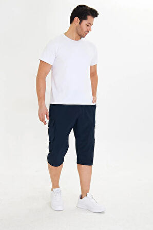 Erkek StretchFit Kargo Cepli Esnek Kapri Bej 6035-B