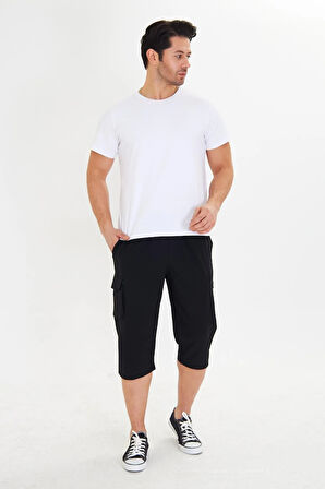 Erkek StretchFit Kargo Cepli Esnek Kapri Bej 6035-B