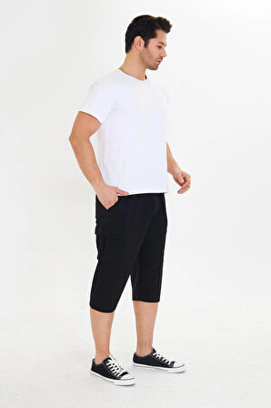 Erkek StretchFit Kargo Cepli Esnek Kapri Bej 6035-B