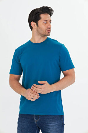 Erkek Büyük Beden Pamuklu Bisiklet Yaka Tişört Antrasit 5014B-A