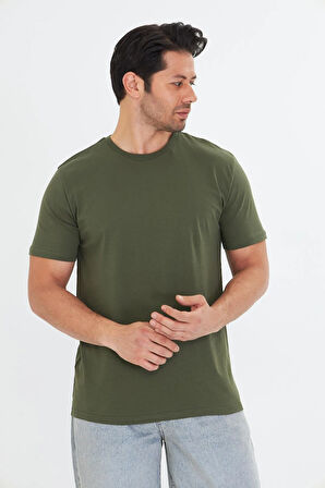 Erkek Büyük Beden Pamuklu Bisiklet Yaka Tişört Antrasit 5014B-A