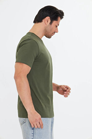 Erkek Büyük Beden Pamuklu Bisiklet Yaka Tişört Antrasit 5014B-A