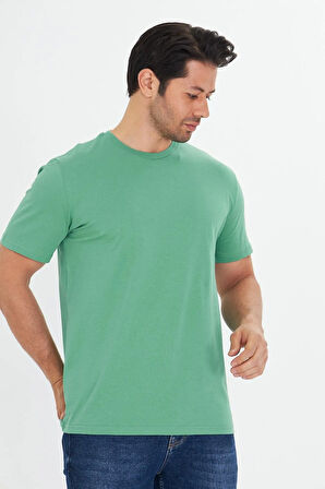 Erkek Büyük Beden Pamuklu Bisiklet Yaka Tişört Antrasit 5014B-A