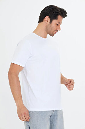 Erkek Büyük Beden Pamuklu Bisiklet Yaka Tişört Yeşil 5014B-Y