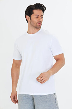 Erkek Büyük Beden Pamuklu Bisiklet Yaka Tişört Yeşil 5014B-Y