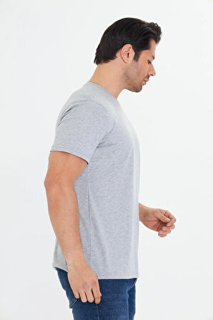 Erkek Büyük Beden Pamuklu Bisiklet Yaka Tişört Antrasit 5014B-A