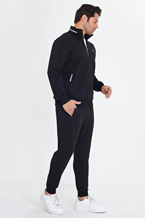 Erkek Pamuklu Dik Yakalı Eşofman Takımı Haki 5749-H