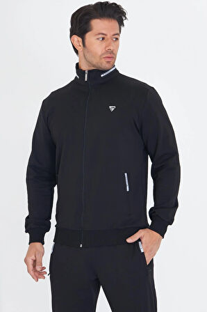 Erkek Pamuklu Dik Yakalı Eşofman Takımı Haki 5749-H