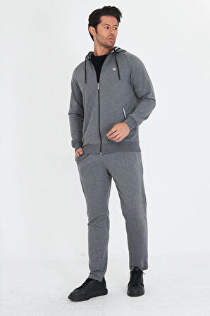 Erkek Pamuklu Kapüşonlu Eşofman Takımı Lacivert 5756-L