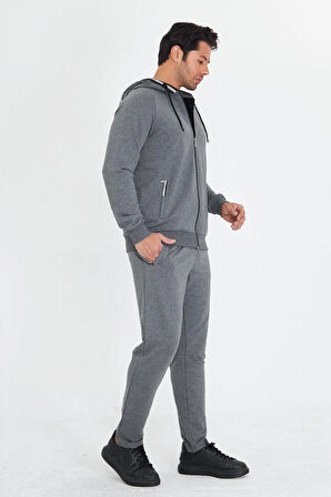 Erkek Pamuklu Kapüşonlu Eşofman Takımı Lacivert 5756-L