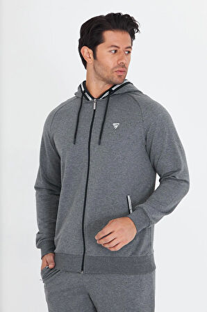 Erkek Pamuklu Kapüşonlu Eşofman Takımı Lacivert 5756-L