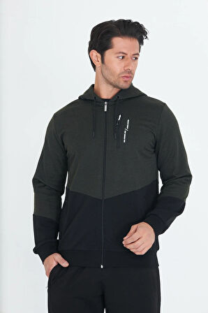 Erkek Pamuklu Kapüşonlu Eşofman Takımı İndigo 5815-İ