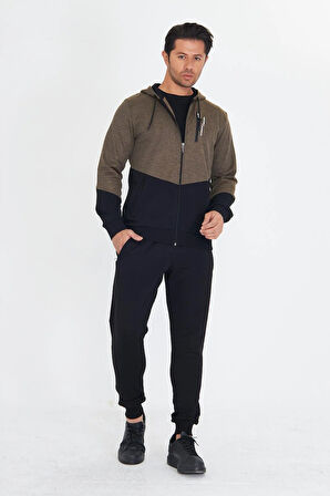 Erkek Pamuklu Kapüşonlu Eşofman Takımı İndigo 5815-İ