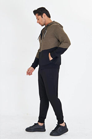 Erkek Pamuklu Kapüşonlu Eşofman Takımı İndigo 5815-İ