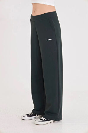 Kadın Geniş Paça Pamuklu Eşofman Altı Kahve 5609-K