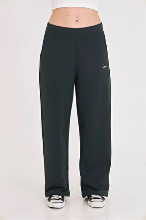 Kadın Geniş Paça Pamuklu Eşofman Altı Kahve 5609-K