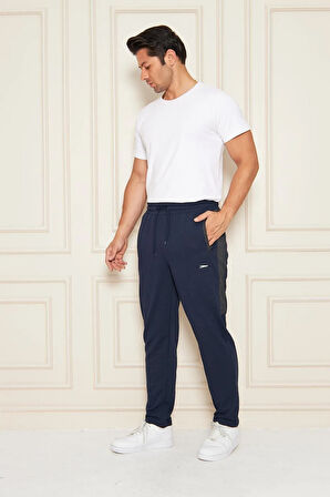 Erkek Düz Paça Şeritli Rahat Kesim Eşofman Altı Füme 6504-F