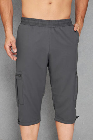 Erkek Büyük Beden Kargo Cepli Micro Deniz Kapri Siyah 2665B-S