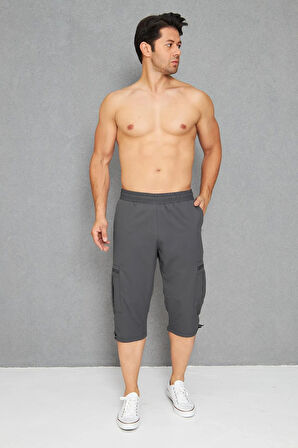 Erkek Büyük Beden Kargo Cepli Micro Deniz Kapri Siyah 2665B-S