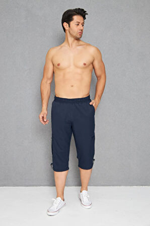 Erkek Büyük Beden Kargo Cepli Micro Deniz Kapri Siyah 2665B-S