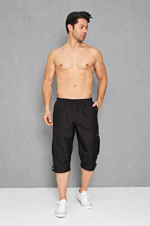 Erkek Büyük Beden Kargo Cepli Micro Deniz Kapri Siyah 2665B-S