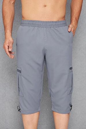 Erkek Büyük Beden Kargo Cepli Micro Deniz Kapri Siyah 2665B-S