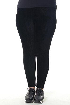 Kadın Siyah Fitilli Kadife Tayt 22923