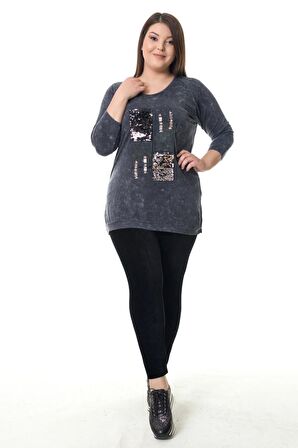 Kadın Siyah Fitilli Kadife Tayt 22923