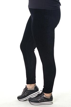 Kadın Siyah Fitilli Kadife Tayt 22923