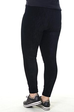 Kadın Siyah Fitilli Kadife Tayt 22923