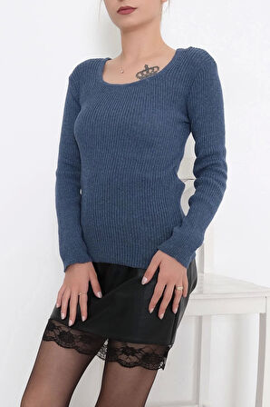 Yeni Sezon Casual Body Sandık Yaka Indigo