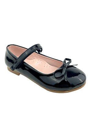 Minik Fiyonklu Çocuk Ayakkabısı Siyah Rugan