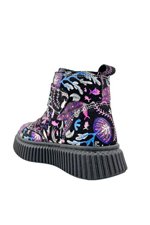 Aquarium Nakışlı Kız Çocuk Botu Siyah-Fuşya