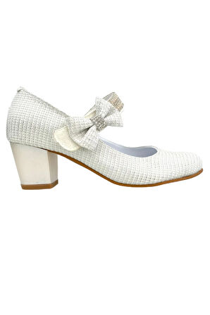Fiyonklu Topuklu Abiye Çocuk Ayakkabısı Sedef Çupra