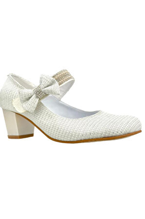 Fiyonklu Topuklu Abiye Çocuk Ayakkabısı Sedef Çupra
