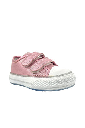 Kız Çocuk Işıklı Keten Ayakkabı Pembe hologram