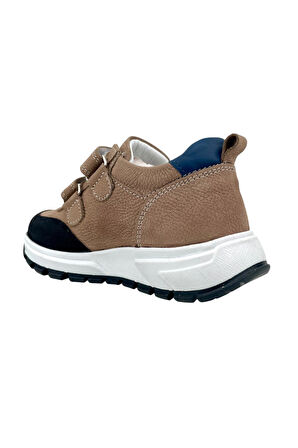 Marmara Çift Cırtlı Deri Geniş Kalıp Çocuk Ayakkabısı Kum