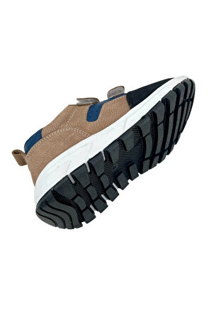 Marmara Çift Cırtlı Deri Geniş Kalıp Çocuk Ayakkabısı Kum