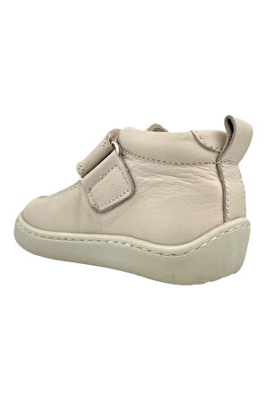 Zamansız Çocuk Ayakkabısı Cırtlı ve Gerçek Deri Bej