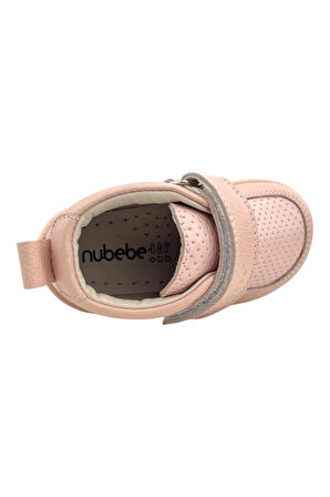 Zamansız Çocuk Ayakkabısı Cırtlı ve Gerçek Deri Pudra