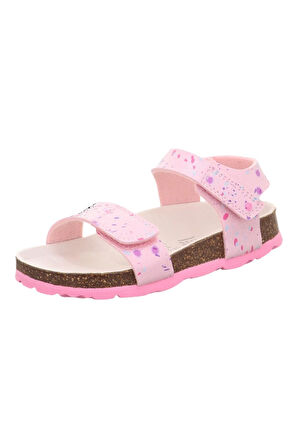 Superfit Desenli Çocuk Mantar Taban Sandalet Pembe