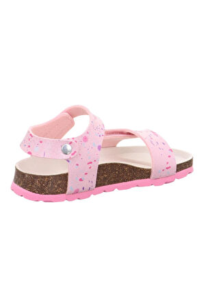 Superfit Desenli Çocuk Mantar Taban Sandalet Pembe
